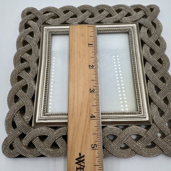 Cynthia Rowley NY Champagne Gold Braided Tabletop Picture Frame Fits 4" x 4" tre - Picture 9 of 9